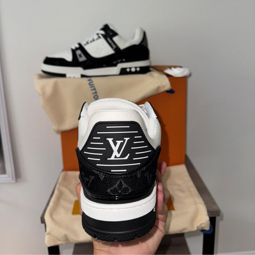 LV Trainers Men's Black and White Sneakers - Picture 2 of 7